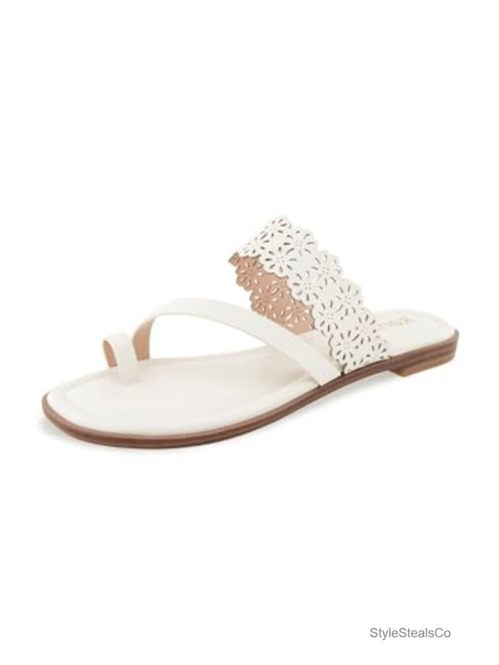Faux Leather Slip On Flat Sandal Square Toe Slingback Cushioned